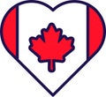 Canada country nation flag in heart form vector Royalty Free Stock Photo