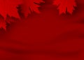 Canada day banner design of red maple leaves on red fabric background with copy space Royalty Free Stock Photo