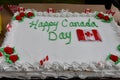 Canada day cake on display.