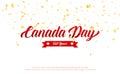 Canada Day. Canada 150 Years anniversary banner with gold falling confetti. Canada Independence Day