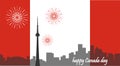 Canada day. Canadian flag. City view