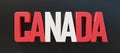 Canada day, Canadian National Holiday. red and white text isolated on black