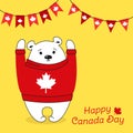 Canada Day card polar bear garland bunting vector