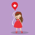 canada day girl balloon 04 Royalty Free Stock Photo