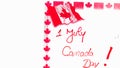 Canada day 1 July handwriting on paper with Canada flag. Writing text on memo post reminder. Bucharest, Romania, 2020 Royalty Free Stock Photo
