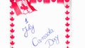 Canada day 1 July handwriting on paper with Canada flag. Writing text on memo post reminder Royalty Free Stock Photo