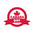 Canada day, maple leaf banner insignia flat style icon Royalty Free Stock Photo