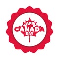 Canada day, maple leaf lettering memorial celebration badge flat style icon