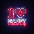 Canada Day Neon Vector Design Template. Happy Canada Day Illustration festive, colorful flyer, banner light, modern Royalty Free Stock Photo