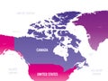 Canada detailed political map with lables Royalty Free Stock Photo