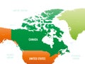 Canada detailed political map with lables Royalty Free Stock Photo