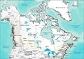 Canada detailed roads and water bodies map