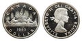 Canada 1 dollar silver coin canoe 1963 Royalty Free Stock Photo