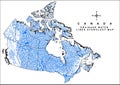 Canada Drainage Water Lines Hydrology Map HD