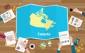 Canada economy country growth nation team discuss with fold maps view from top