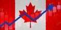 Canada Economy Recovery Concept With Canadian Flag Painted on Grunge Wall