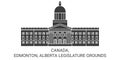 Canada, Edmonton, Alberta Legislature Grounds travel landmark vector illustration