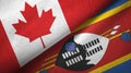 Canada and Eswatini Swaziland two flags textile cloth