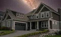 Canada Farmhouse Home House Maison Front Exterior Starry Night Sky Background