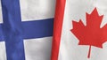 Canada and Finland two flags textile cloth 3D rendering