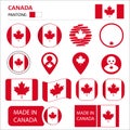 Canadian flag (various icons, vector image). Set of design elements for Canada.