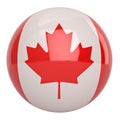 Canada flag ball symbol isolated on white background. 3D illustration. Royalty Free Stock Photo
