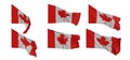 Canada flag, Canada flag collection, Flags of different shaped 6 flag 3d set on white background isolated,  3D work and 3D image Royalty Free Stock Photo