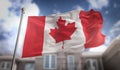 Canada Flag 3D Rendering on Blue Sky Building Background