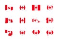 Canada flag - flat collection. Flags of different shaped twelve flat icons