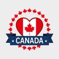 Canada flag with heart shape Royalty Free Stock Photo