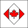 Diamond Canadian vector flag icon with thick black borders for Canada themes and concepts. Royalty Free Stock Photo