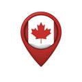Canadian Flag Location Marker Red Pin Graphic Design Element map leaf icon maple white image Canada Royalty Free Stock Photo