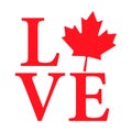 Canada flag love, maple leaf on white background. Isolated illustration