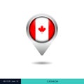 Canada flag map pin vector design template. Royalty Free Stock Photo
