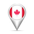 Canada flag map pointer with shadow. Vector illustration