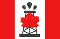 Canada flag and oil derrick symbol, silhouette of oil drilling pump on background of Canada flag. Canada has one of the largest Royalty Free Stock Photo