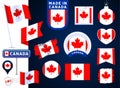 Canada flag vector collection. big set of national flag design elements in different shapes for public and national holidays in Royalty Free Stock Photo