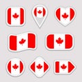 Canada flag vector set. Canadian national flags stickers collection. Vector isolated geometric icons. Web, sports pages, patriotic Royalty Free Stock Photo