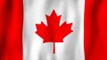 Canada flag waving in the wind. Closeup of realistic Canadian flag with highly detailed fabric texture