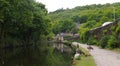The Rochdale Canal in Hebden Bridge, Northern England Royalty Free Stock Photo