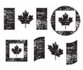 Canada grunge old flags, black isolated on white background, illustration. Royalty Free Stock Photo