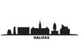 Canada, Halifax city skyline isolated vector illustration. Canada, Halifax travel black cityscape