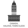 Canada, Halifax, Town Clock travel landmark vector illustration