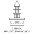 Canada, Halifax, Town Clock travel landmark vector illustration Royalty Free Stock Photo