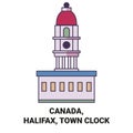 Canada, Halifax, Town Clock travel landmark vector illustration