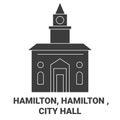 Canada, Hamilton, Hamilton , City Hall travel landmark vector illustration
