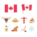 Canada cartoon icons set Royalty Free Stock Photo