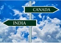 Canada and India signs. Royalty Free Stock Photo