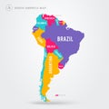 Vector Illustration Map Of South America In Modern Colors And Name Labels