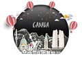 Canada Landmark Global Travel And Journey paper background. Vector Design Template.used for your advertisement, book, banner, Royalty Free Stock Photo